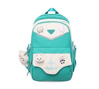 FANDARE Décontractée Sac à Dos Sac d'école Scolaire Collège Cartable Fille Sacs Scolaires pour Université Outdoor Voyage Travail Camping Casual Daypacks avec Accessoire en Peluche Vert