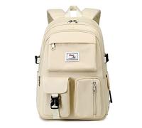 FANDARE Décontractée Sac à Dos Scolaire College Cartables Fille Garçons Sac d'école pour 15.6 Pouce Laptop Casual Daypacks pour Scolaire Voyage Travail Imperméable Polyester Blanche