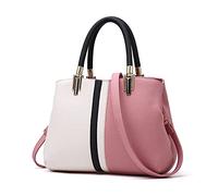 FANDARE Élégant Femme Sac a Main Portés Epaule Sacs Cabas Bandoulieres Cuir PU Imperméable Sacoche Cartable pour Achats Fête Voyage Sac D'épaule Rose