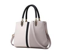 FANDARE Élégant Femme Sac a Main Portés Epaule Sacs Cabas Bandoulieres Cuir PU Imperméable Sacoche Cartable pour Achats Fête Voyage Sac D'épaule Gris
