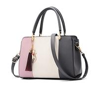 FANDARE Élégant Femme Sac a Main Sacoche avec Pendentif Sacs Cabas Imperméable Cartable pour Achats Fête Voyage Sac D'épaule Gris
