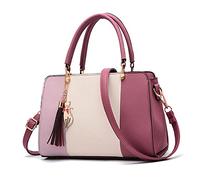 FANDARE Élégant Femme Sac a Main Sacoche avec Pendentif Sacs Cabas Imperméable Cartable pour Achats Fête Voyage Sac D'épaule Rose A