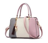 FANDARE Élégant Femme Sac a Main Sacoche avec Pendentif Sacs Cabas Imperméable Cartable pour Achats Fête Voyage Sac D'épaule Rose Clair