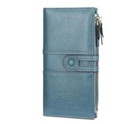 FANDARE Élégant Portefeuille Étanche Longue Pochette Homme Femme Besace Porte Monnaie Porte de Billets Porte-Monnaie Porte-Carte de Crédit Bourse mit 12 emplacements pour Cartes Wallet Bleu