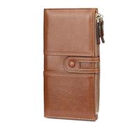 FANDARE Élégant Portefeuille Étanche Longue Pochette Homme Femme Besace Porte Monnaie Porte de Billets Porte-Monnaie Porte-Carte de Crédit Bourse mit 12 emplacements pour Cartes Wallet Marron