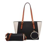 FANDARE Elégant Sac à Main Femme PU Cuir Sac Bandouliere Sac à épaule Ensemble 3 pièces Portefeuille Sacs Portés Sacoche Sac Cabas pour Voyage Shopper Sacoches Besace HandbagNoir