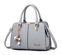 FANDARE Elégant Sac à Main Femme Sacs à bandoulière Sacs à Dos porté Travers Voyage Sac Cabas Shopper Sacoches Messenger Besace Pochette Impermeable PU Cuir Gris A
