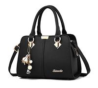 FANDARE Elégant Sac à Main Femme Sacs à bandoulière Sacs à Dos porté Travers Voyage Sac Cabas Shopper Sacoches Messenger Besace Pochette Impermeable PU Cuir Noir A