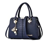 FANDARE Elégant Sac à Main Femme Sacs à bandoulière Sacs à Dos porté Travers Voyage Sac Cabas Shopper Sacoches Messenger Besace Pochette Impermeable PU Cuir Bleu B