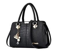 FANDARE Elégant Sac à Main Femme Sacs à bandoulière Sacs à Dos porté Travers Voyage Sac Cabas Shopper Sacoches Messenger Besace Pochette Impermeable PU Cuir Noir B