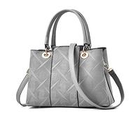 FANDARE Élégant Sac a Main Femme Sacs Cabas Motif Sculpté Dimensionnelle Cuir PU Imperméable pour Achats Voyage Portés Epaule Gris
