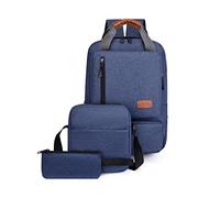 FANDARE Ensemble 3 Pièces Sac à Dos Bagage à Main Imperméable en Polyester pour Ordinateur Portable 15.6 Pouces Sac Multipoches Léger pour Homme Femme Affaires Bleu