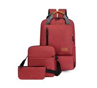 FANDARE Ensemble 3 Pièces Sac à Dos Bagage à Main Imperméable en Polyester pour Ordinateur Portable 15.6 Pouces Sac Multipoches Léger pour Homme Femme Affaires Rouge