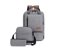 FANDARE Ensemble 3 Pièces Sac à Dos Bagage à Main Imperméable en Polyester pour Ordinateur Portable 15.6 Pouces Sac Multipoches Léger pour Homme Femme Affaires Gris