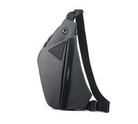 FANDARE Extensible Sac de Poitrine Sport Sacs à Dos porté Travers Homme Femme Sport Sacs Bandoulière Banane Ville randonnée Imperméable PU Cuir Voyage Messager Outdoor Sling Crossbody Bag Gris Droit