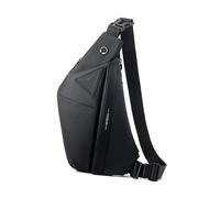 FANDARE Extensible Sac de Poitrine Sport Sacs à Dos porté Travers Homme Femme Sport Sacs Bandoulière Banane Ville randonnée Imperméable PU Cuir Voyage Messager Outdoor Sling Crossbody Bag Noir Droit