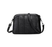 FANDARE Femme Sac à Bandoulière Épuré Carré Sac à Main Sac sous Les Bras PU Cuir Design Tressé Élégant Sacoche Messenger Porté épaule pour Shopping Travail Voyage Sacs Quotidien élégant Noir A