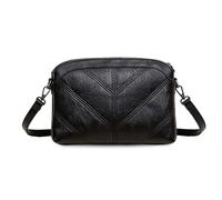 FANDARE Femme Sac à Bandoulière Épuré Carré Sac à Main Sac sous Les Bras PU Cuir Design Tressé Élégant Sacoche Messenger Porté épaule pour Shopping Travail Voyage Sacs Quotidien élégant Noir B