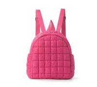 FANDARE Femme Sac à Dos fourre-Tout Matelassé Chic Bouffant Sacs portés Dos Mini Feminin Main Portés Cartable Portés Scolaire Fille pour Voyages, Travail, Shopping, L'école, Université Rose Rouge