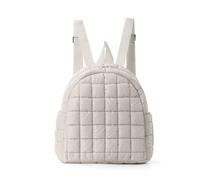 FANDARE Femme Sac à Dos fourre-Tout Matelassé Chic Bouffant Sacs portés Dos Mini Feminin Main Portés Cartable Portés Scolaire Fille pour Voyages, Travail, Shopping, L'école, Université Beige Blanc