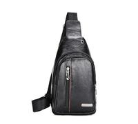 FANDARE Femme Sac à poitrine en cuir PU Sacs Bandoulière Sacoche Homme Sac Banane Petit Dos avec trou pour écouteurs porté épaule Voyage Imperméable messager Outdoor urbain sport Nouveau noir