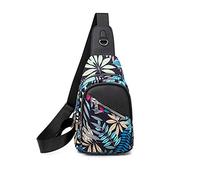 FANDARE Femme Sac de Poitrine Mode Sac à Bandoulière Fille Sacoche Bandouliere Sac D'épaule Sling Bag pour la Randonnée Extérieur Vélo Camping Durable Tissu Oxford Feuilles