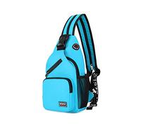 FANDARE Femme Sac de Poitrine Petit Sacs à Dos avec Trou pour écouteurs Sac à Bandoulière Fille Sacoche Bandouliere Sling Bag pour la Randonnée Vélo Camping Polyester Durable Bleu