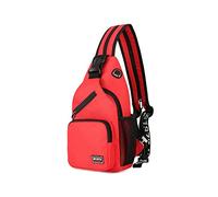 FANDARE Femme Sac de Poitrine Petit Sacs à Dos avec Trou pour écouteurs Sac à Bandoulière Fille Sacoche Bandouliere Sling Bag pour la Randonnée Vélo Camping Polyester Durable Rouge