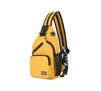 FANDARE Femme Sac de Poitrine Petit Sacs à Dos avec Trou pour écouteurs Sac à Bandoulière Fille Sacoche Bandouliere Sling Bag pour la Randonnée Vélo Camping Polyester Durable Jaune