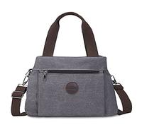 FANDARE Femme Sacoche Toile Sac a Main Sacs Cabas Bandoulieres Tendance Portés Epaule Sac D'épaule Grand Capacité Achats Fête École Voyage Crossbody Bag Gris