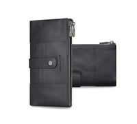 FANDARE Femmes Portefeuille Dames Porte-Cartes RFID Porte-Monnaie en Cuir Véritable, Pochettes Clutch, Portefeuille Bifacial avec 15 Emplacements Carte Sac à Main Élégant pour Soirée Noir