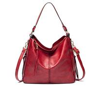 FANDARE Femmes Sac à Main Sac à Bandouliere Sac portés Main en PU Cuir Fille Sac D'épaule Sac Fourre Grand Sacoche Sacs de Plage Cabas Voyage Multifonctionnel Messenger Bag, Rouge, L, Rouge, L,