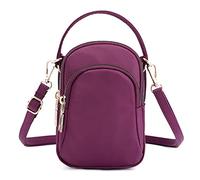 FANDARE Fille Sac de téléphone Femmes Sac Bandoulière Sac à Main Sacoche Portefeuille Portable Sac d'épaule pour Achats Fête École Voyage Cartable Pochette Étanche Nylon Mauve