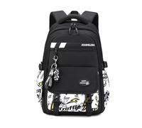 FANDARE Garçon Sacs à Dos pour Enfant avec Pendentif Fille Cartable Sacs à Dos Loisir Scolaires Retour à l'école Cartables Femme Homme d'Études Week-End Sacoche d'école Noir Jaune