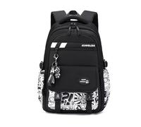 FANDARE Garçon Sacs à Dos pour Enfant avec Pendentif Fille Cartable Sacs à Dos Loisir Scolaires Retour à l'école Cartables Femme Homme d'Études Week-End Sacoche d'école Noir Cartoon