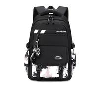 FANDARE Garçon Sacs à Dos pour Enfant avec Pendentif Fille Cartable Sacs à Dos Loisir Scolaires Retour à l'école Cartables Femme Homme d'Études Week-End Sacoche d'école Noir Kaki