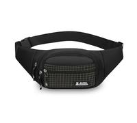 FANDARE Grand Sacs Bananes Ville Ceinture de Course Femme Homme, Sacoche à Poitrine 3 Poches zippées, avec Sangle Réglable Sac Bandoulière pour Cyclisme, randonnée,Jogging,Voyages,l'extérieur Noir B