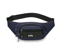 FANDARE Grand Sacs Bananes Ville Ceinture de Course Femme Homme, Sacoche à Poitrine 3 Poches zippées, avec Sangle Réglable Sac Bandoulière pour Cyclisme, randonnée,Jogging,Voyages Bleu foncé D