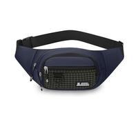 FANDARE Grand Sacs Bananes Ville Ceinture de Course Femme Homme, Sacoche à Poitrine 3 Poches zippées, avec Sangle Réglable Sac Bandoulière pour Cyclisme, randonnée,Jogging,Voyages,Bleu foncé A