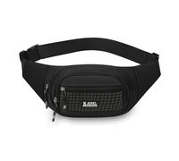 FANDARE Grand Sacs Bananes Ville Ceinture de Course Femme Homme, Sacoche à Poitrine 3 Poches zippées, avec Sangle Réglable Sac Bandoulière pour Cyclisme, randonnée,Jogging,Voyages,l'extérieur Noir D