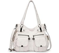 FANDARE Grand Sacs Portés Epaule Femme Sac Bandoulieres Sacoche Étanche Cuir PU pour Achats Fête École Voyage Crossbody Hobo Bag Blanche