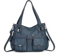 FANDARE Grand Sacs Portés Epaule Femme Sac Bandoulieres Sacoche Étanche Cuir PU pour Achats Fête École Voyage Crossbody Hobo Bag Bleu