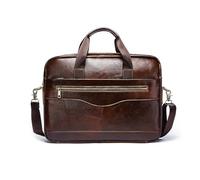 FANDARE Homme Mallette Cuir Valise Sacoche Messager Sac Main d'épaule bandoulière Serviettes Sacoches Pochette Cartable 15.6 pouce PC Portable Sacs Porte-Documents Business Entreprise Voyage Marron