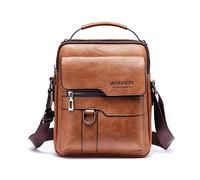 FANDARE Homme Sac à Bandoulière Sac porté Epaule en PU Cuir Saccoche Affaire Sacoche Sac portés épaule bandouliere pour Collège Travail Affaires Voyage Imperméable Sac de Messager Brun Clair