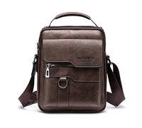FANDARE Homme Sac à Bandoulière Sac porté Epaule en PU Cuir Saccoche Affaire Sacoche Sac portés épaule bandouliere pour Collège Travail Affaires Voyage Imperméable Sac de messagerMarron foncé