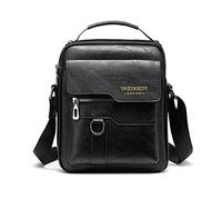 FANDARE Homme Sac à Bandoulière Sac porté Epaule en PU Cuir Saccoche Affaire Sacoche Sac portés épaule bandouliere pour Collège Travail Affaires Voyage Imperméable Sac de Messager Noir