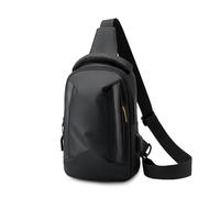 FANDARE Homme Sac Banane Urbain Bandoulière compacte Sac de Poitrine avec USB Pratique Poche Ventrale organisée Voyage Messager Outdoor Garçon à Une Sangle Urbain de Sport Sling Bag Nylon Noir
