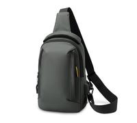 FANDARE Homme Sac Banane Urbain Bandoulière compacte Sac de Poitrine avec USB Pratique Poche Ventrale organisée Voyage Messager Outdoor Garçon à Une Sangle Urbain de Sport Sling Bag Nylon Vert