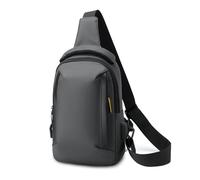 FANDARE Homme Sac Banane Urbain Bandoulière compacte Sac de Poitrine avec USB Pratique Poche Ventrale organisée Voyage Messager Outdoor Garçon à Une Sangle Urbain de Sport Sling Bag Nylon Gris