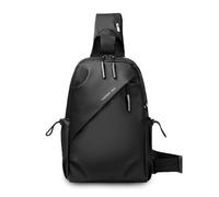 FANDARE Homme Sac de Poitrine Banane Urbain Bandoulière avec Trou pour écouteurs Imperméable PU Cuir Sling Crossbody Bag Pratique Poche Ventrale organisée Voyage Messager Outdoor Sport Sacs Noir